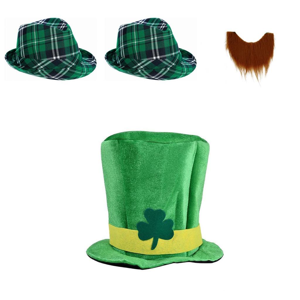 St. Patrick's Day Irish Leprechaun Shamrock Velvet Hat Adult Fancy Dress Accessory