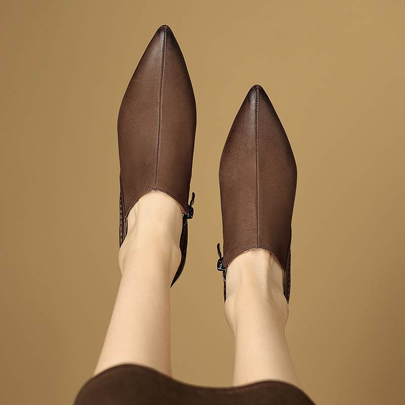 

Krazing Pot Sheep Skin Autumn Winter Shoes Stiletto Thin High Heels Size 41 Pointed Toe Pumps 41 коричневый