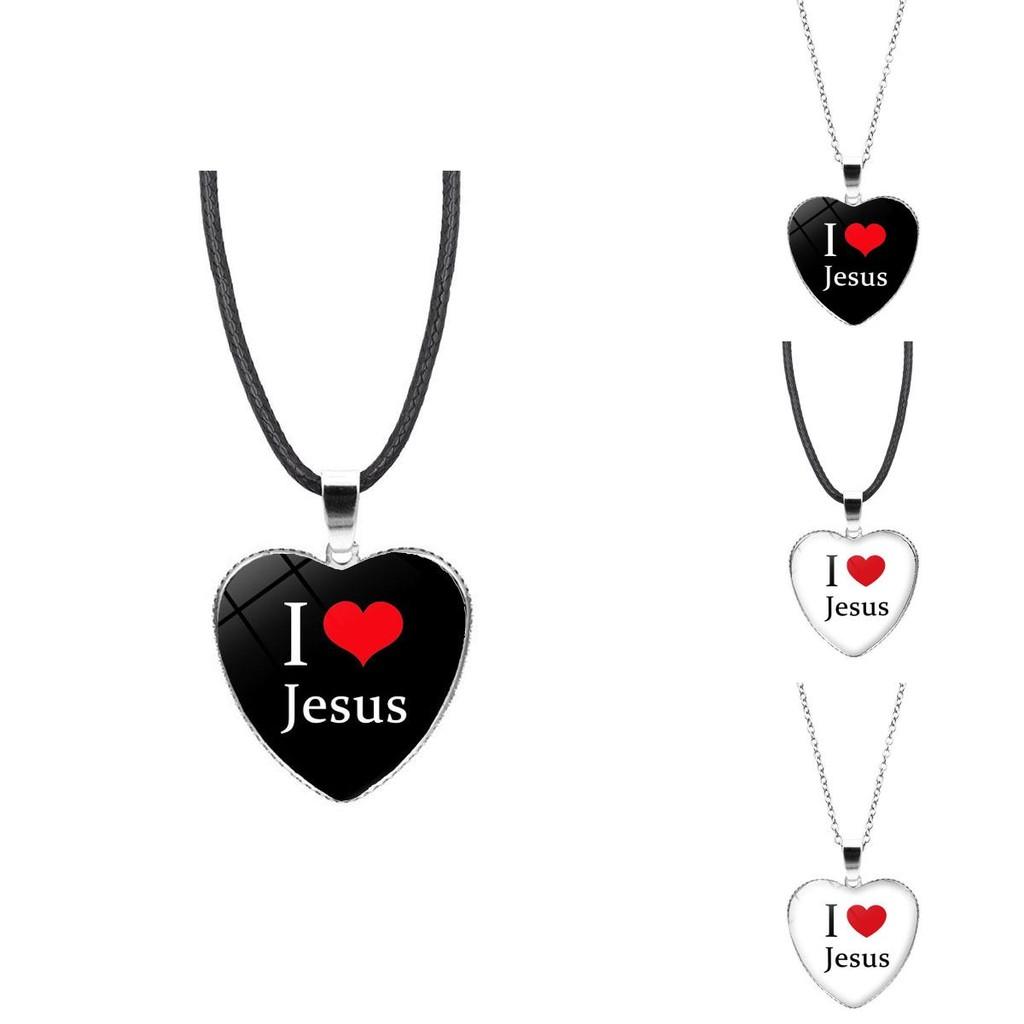 Lovely I Love Jesus Heart Pendant Necklace With Durable Alloy Material And Crystal Finish
