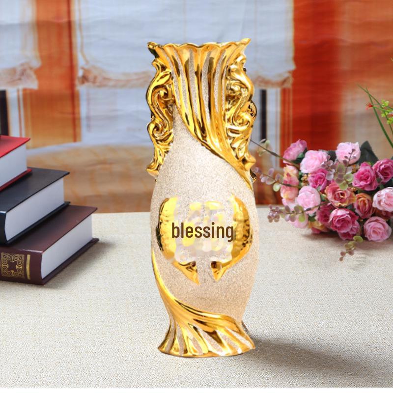 

Европейская керамическая ваза с орнаментом, золотой свадебный подарок, украшение гостиной, мягкая мебель для дома 9079 золотой