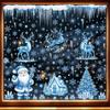 Blue Christmas Window Static Clings With Santa Snowman Reindeer Patterns For Home Xmas Party Decorations