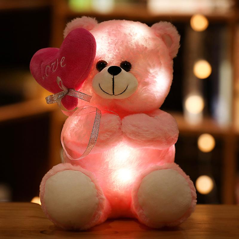 Cartoon Luminous Animal Heart Bear Doll Plush Toy Lamb Unicorn Doll Children'S Doll