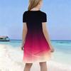 Girls Round Neck Short Sleeve Colorful Swirl Printed A Line Flared Dress