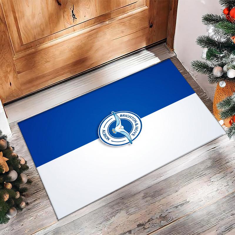 Brighton & Hove Albion Football Print Crystal Velvet Rug, Comfortable Water Absorbent Non Slip Indoor Floor Carpet