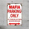 Vintage Metallplåtskylt Maffia Parkeringsgarage Man Cave Bar Väggdekor 8x12