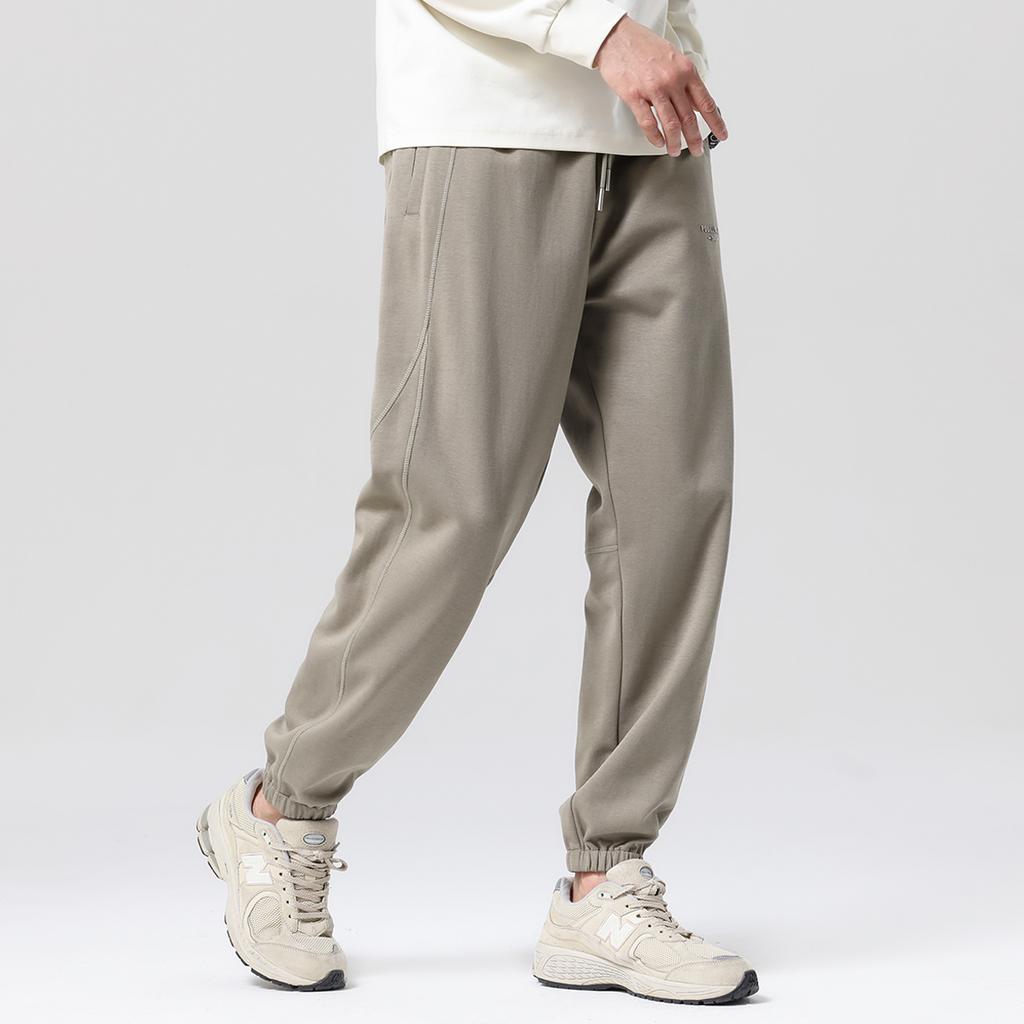 Outdoor Sports Spliced Sweatpants with Drawstring and Leg Binding Tapered Men's Casual Pants