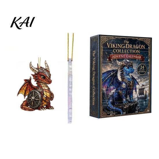 Dragon Fan Collection Christmas Advent Calendar 2026, 2D Flat Acrylic Ornaments, 24 Days Countdown Gift Box for Kids, Fantasy Lovers Themed