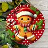Weihnachts-Holzschild mit entzückendem Lebkuchenmann-Muster - Navidad-Schild für Haustür, Wandbehang-Dekor - Idealer Weihnachtsschmuck