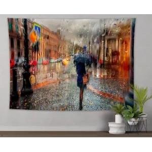 Tapestry Retro street girl in the rain 75x100