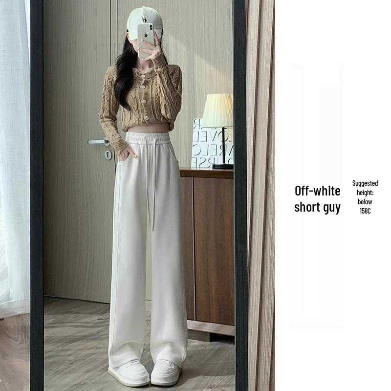 145 Narrow Women's High Waist Wide Leg Banana Sweatpants - New 2025 Petite Casual Straight Leg Pants.