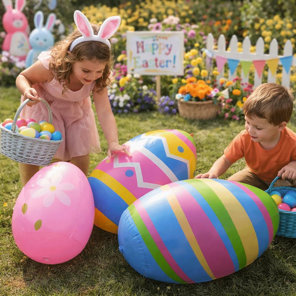 PVC Material Easter Party Decoration Heavy-Duty Plastic Inflatable Easter Egg  Children Favor