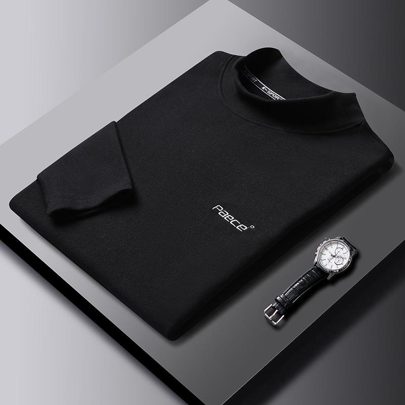 Double-sided Velvet Inner Layer Autumn Warm German Velvet Base Layer Half Turtle Collar Solid Color Close-fitting Base Layer for Men