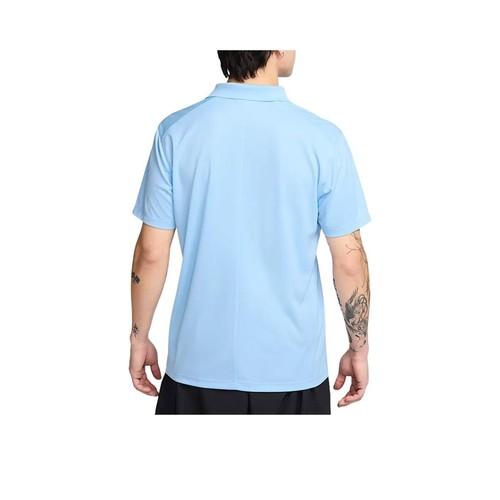 Nike Men's Blue Quick-Dry Polo T-Shirt with Logo Letters