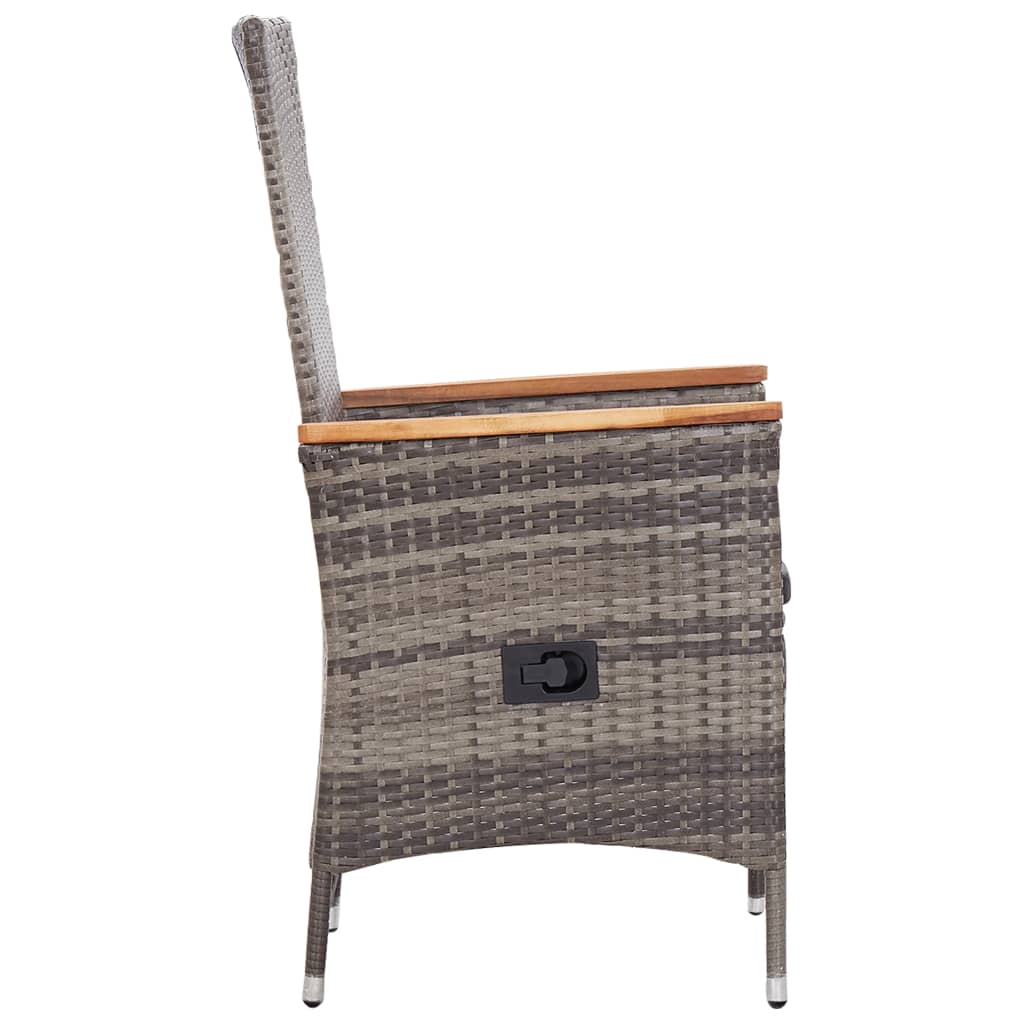 Garden Chairs 2 pcs with Cushions Grey Poly Rattan