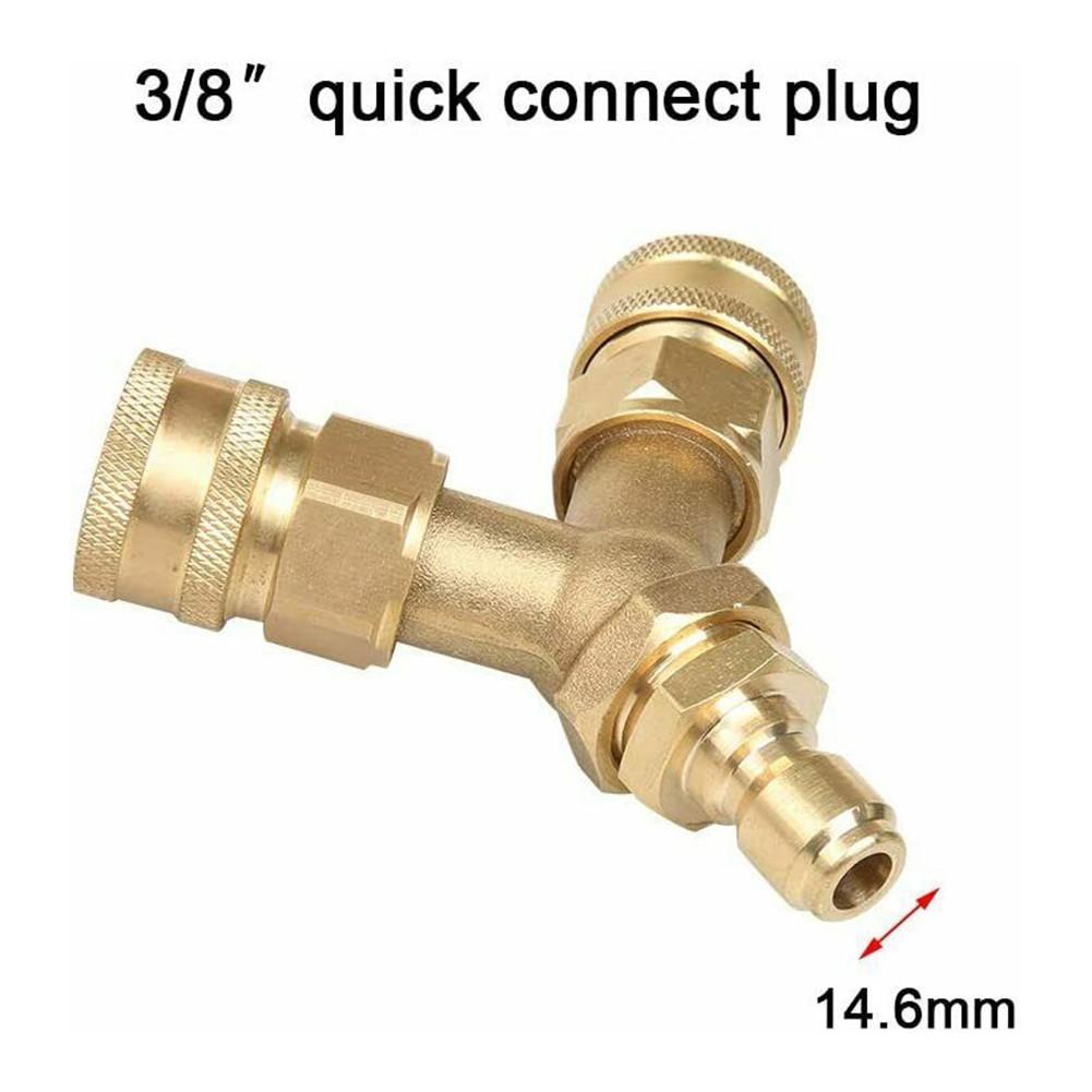 3/8 Fitting Pressure Washer Tee, Splitter Coupler, Quick Connect Two to