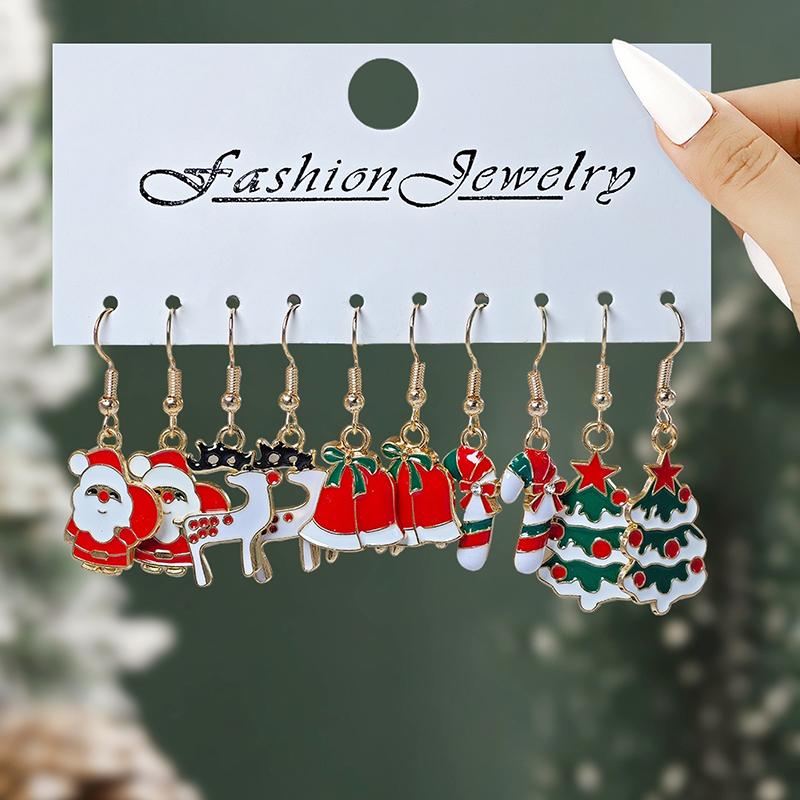 Christmas Jewelry Holiday Santa Claus Christmas Tree Reindeer Earrings Set