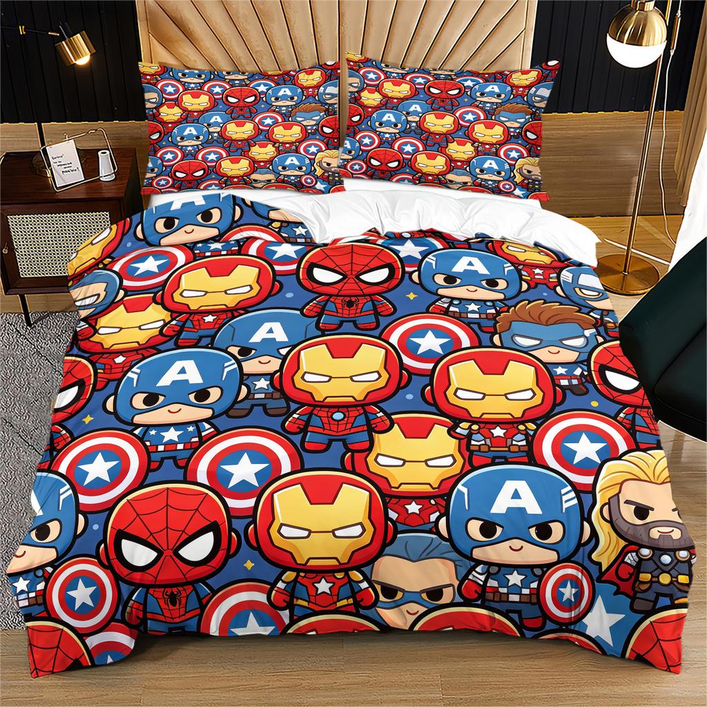 Cute Marvel Superhero Duvet Cover Set Comforter Cover Bedding Set No Filler For Teens Bedroom Living Room Decor