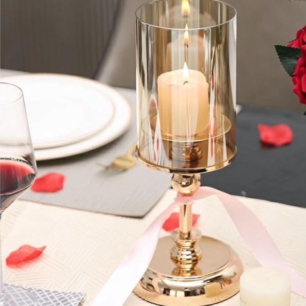 Detachable Candlestick Golden Pillar Candle Holder Candle Holders  For Dining Coffee Table Wedding