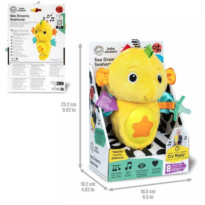 BABY EINSTEIN Veilleuse bébé, Doudou hippocampejaune, réponds au pleurs de bébé, musicale, lumineuse, bruits blanc, attache tétine