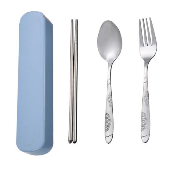 Tableware Stainless Cutlery Fork Steel Travel Camping with Spoon Chopstick Box