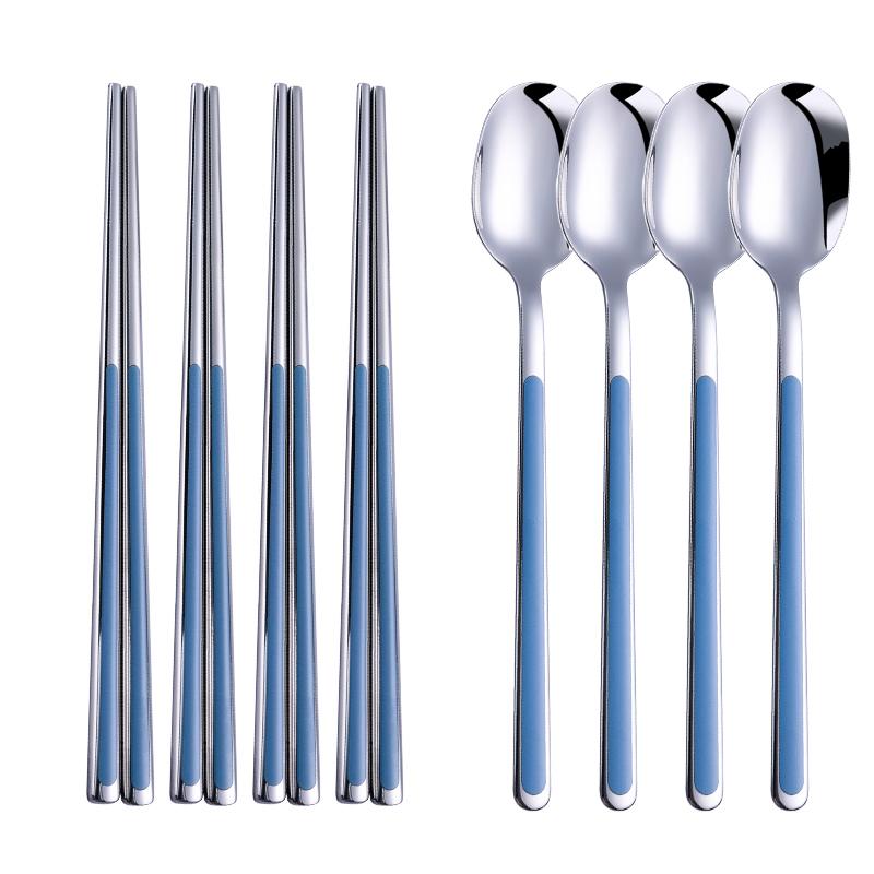 Set 304 Stainless Steel Tableware Set Spoons Chopsticks Dinnerware Set Utensils Kitchen Dinner Set Tableware Set Korean Cutlery