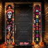 2D Flat, 2D Flat - 2D Flat, 2D Flat - 2D Flat Banner, 2pcs Day of The Dead Porch Couplets, Polyester Fabric, Size 180X30Cm/70.9x11.8In, Two Wide Somb