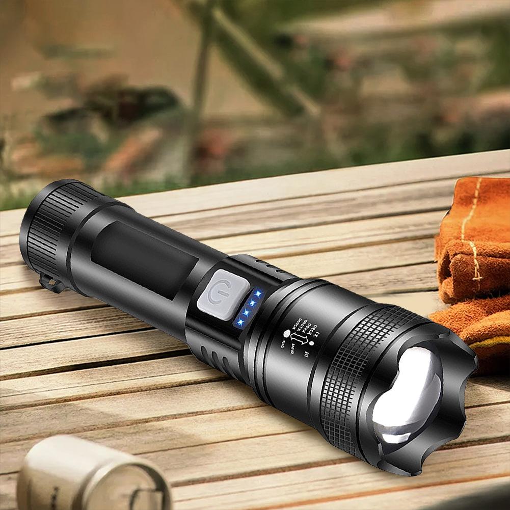 XHP50 High Power Flashlight Power Display Powerful LED Flashlight 1200mAh Powerful Zoom Lamp Mobile Power Bank for Power Outages