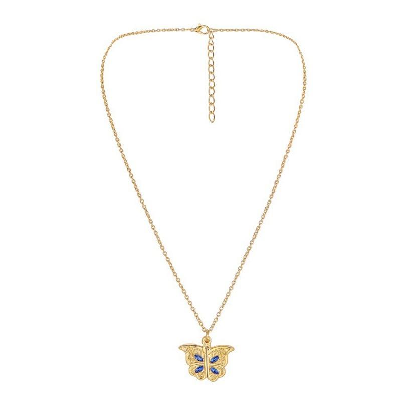 I Love You Heart-shaped Pendant Necklace New Diamond Butterfly Love Necklace for Women