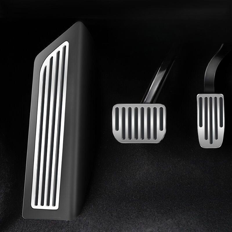 For Tesla Model 3 Model Y Aluminum Alloy Anti-Slip Foot Pedals Set Brake Gas Accelerator Rest Pedal Black Car Accessories