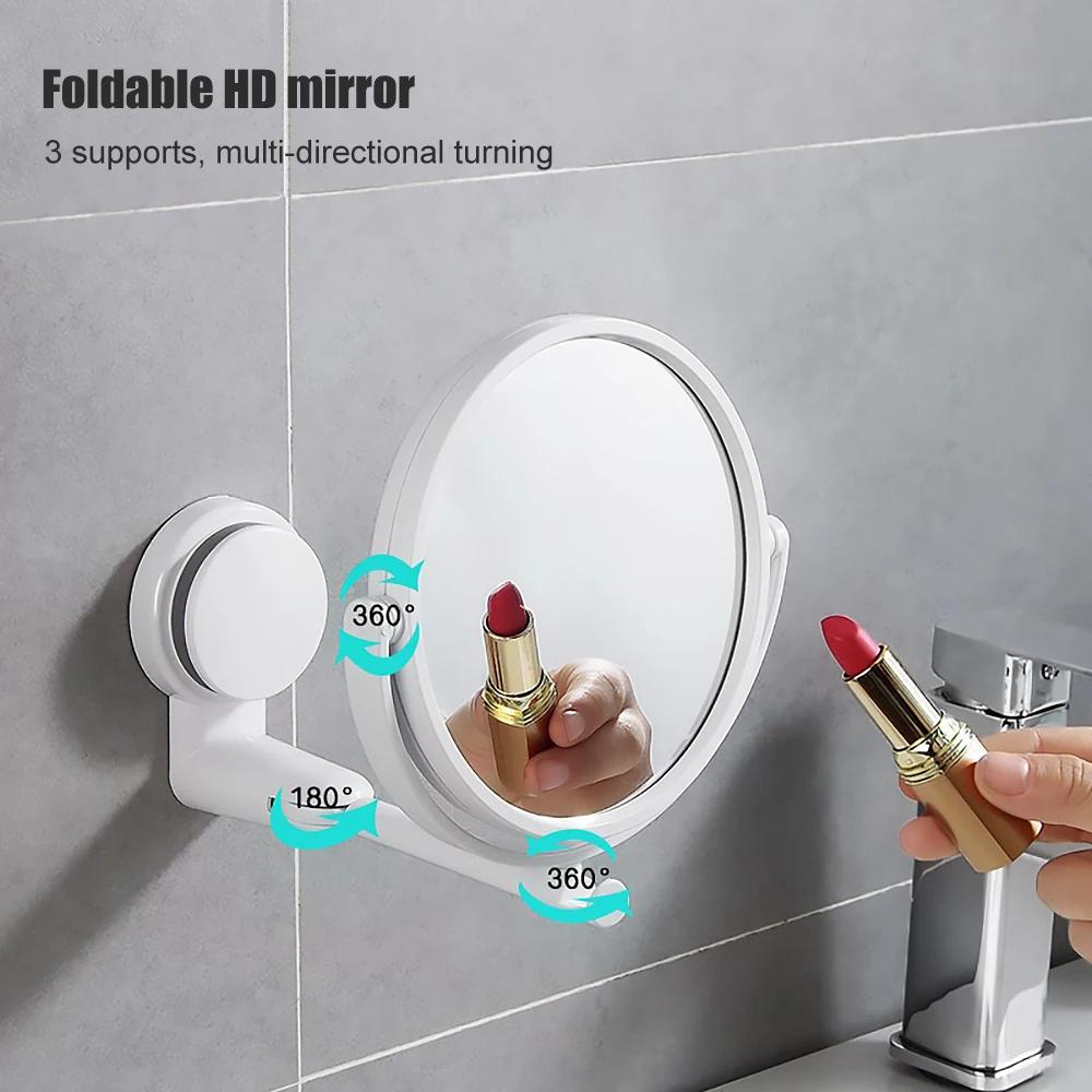 Wall Mirror Folding Arm Extend Bathroom Mirror Without Drill Swivel Bathroom Mirror Suction Arm Double Sided Cosmetic Makeup