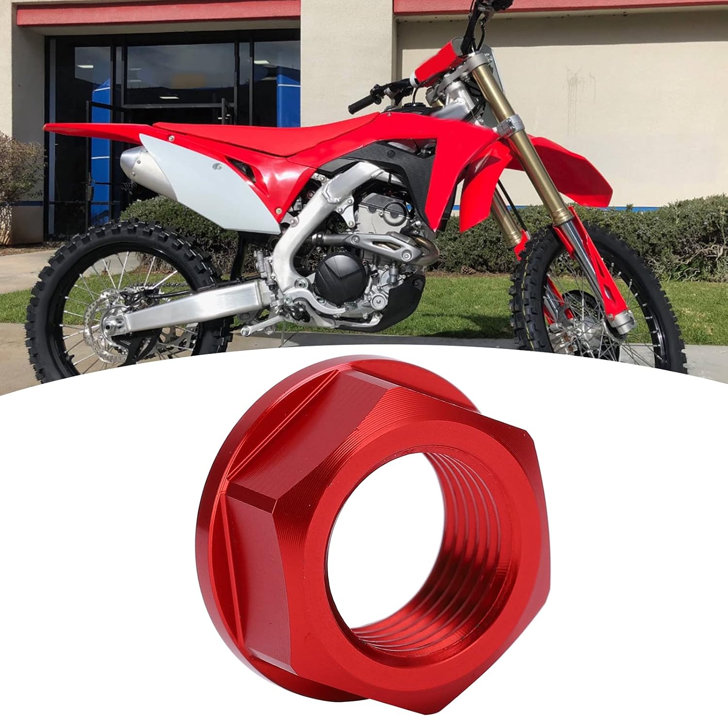 Motorcycle Front Wheel Axle Nut Screw Nut M16x1.5 Wheel Axle Nuts Aluminum Replacement for CRF250R/CRF450R/CRF250RX/CRF250X/CRF450X/450RX (Red)