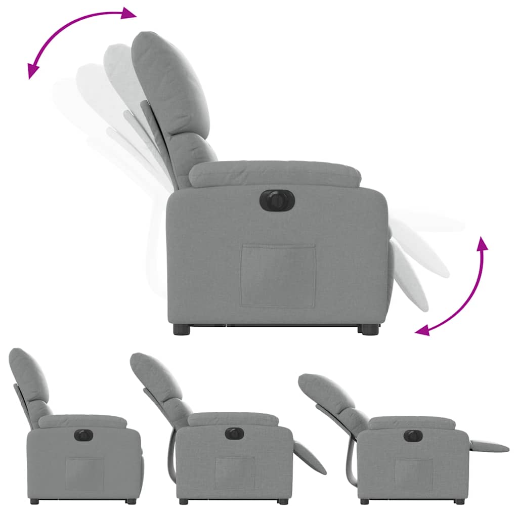 Electric Recliner Chair with Rising Function Light Grey Fabric
