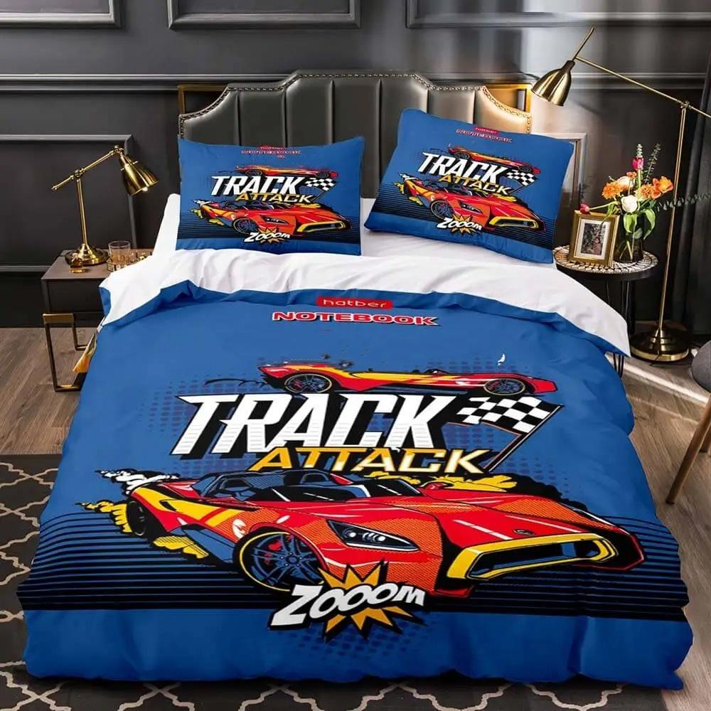Cartoon Car Bedding Set 3 Piece Set 1 Duvet Cover + 1/2 Pillowcase 3D Kids Cute Home Bedroom Decoration comforter sets