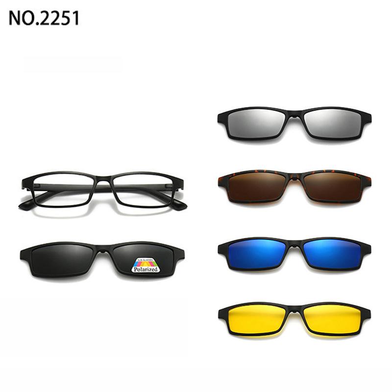 6 In 1 Custom Men Optical Magnetic Sunglasses Magnet Clip On Sunglasses Polaroid Clip On Sun Glasses