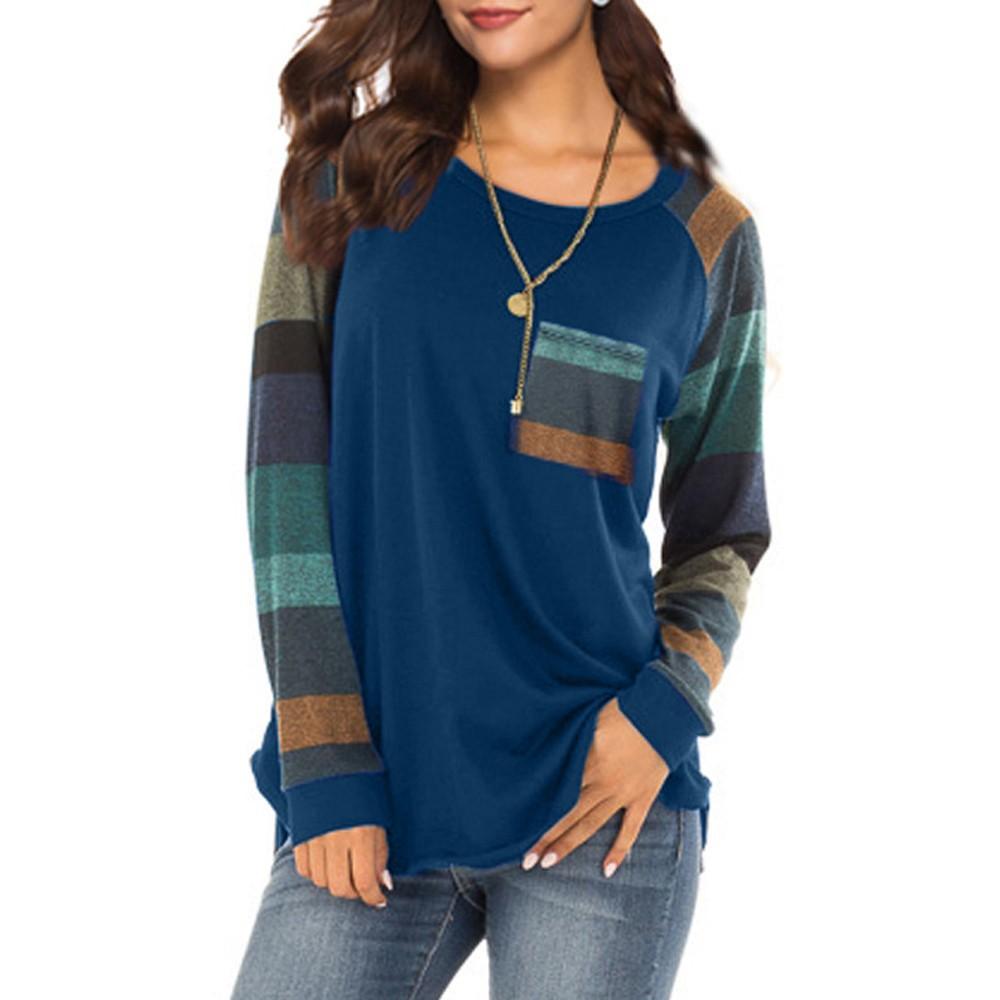 

Fashion Women Stripe Casual Top T Shirt Ladies Loose Long Sleeve Top Blouse