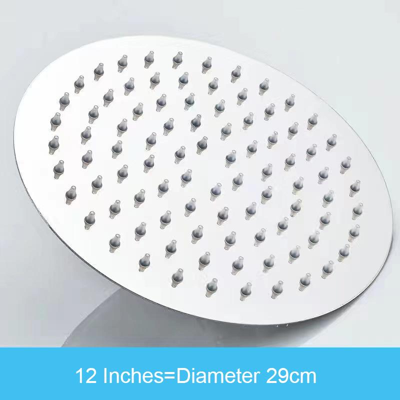 Pressurized Rain Shower Head Stainless Steel Square Round Large Water Outlet 4/6/8/10/12 Inch Options Available for Enhanced Bat