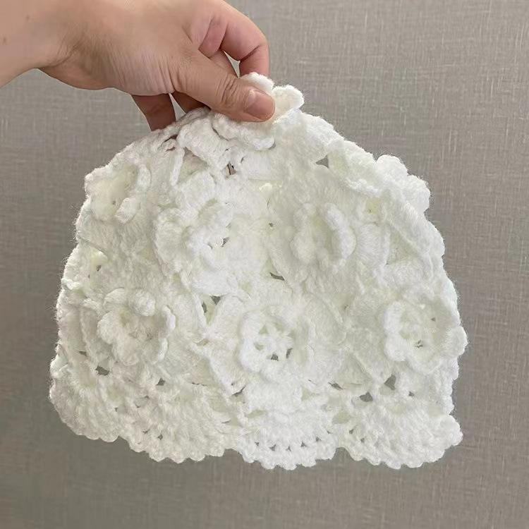 

Women s Handmade Retro Knitted Beanie - Thin, Hollow Wool for Spring/Autumn Medium (56-58cm)