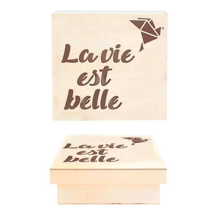 Petite boîte en bois - Avec couvercle - A personnaliser - 11,3x11,3x5 cm