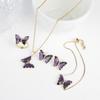 4pcs Creative 21 Colors Crystal Zirconia Butterfly Bracelet Necklace Earrings Ring Jewelry Set Luxury For Woman Party Jewelry