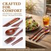 3 Pcs/Set With Thread Wooden Flatware Set Lightweight Dining Tableware Set  Travel Use