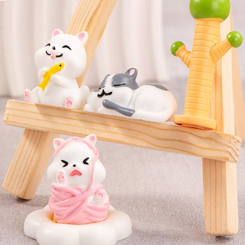 Cute Cartoon Resin Cat Statues For Office Desk Resin Craft Decorations