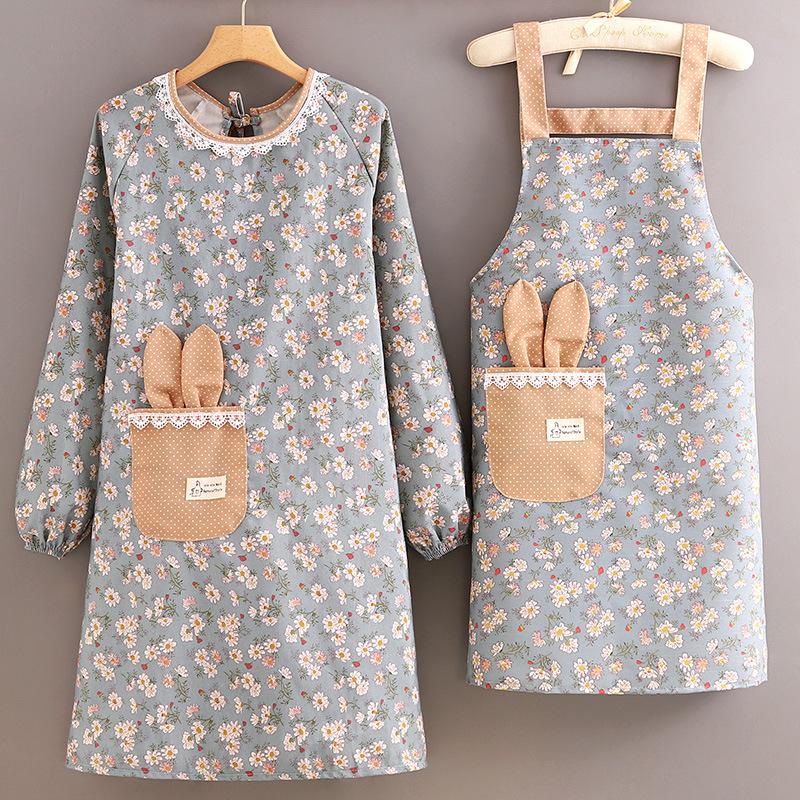 Women's Long Sleeve Canvas Apron - Breathable, Stain & Wear-Resistant Cooking Coveralls for Home Kitchen