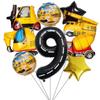 40" Black Number Construction Vehicle Theme Aluminum Foil Balloon Set for Birthday Party Decorations