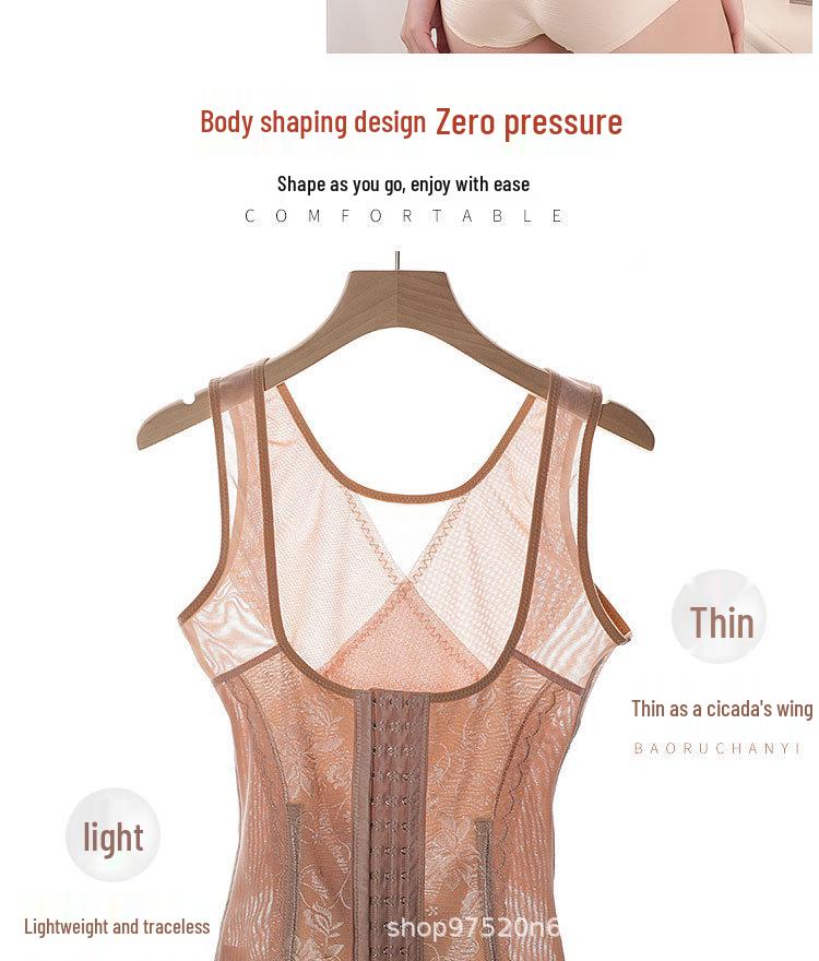 Breathable Postpartum Body Shaper Corset with Abdomen Control and Three-Row Buckle.