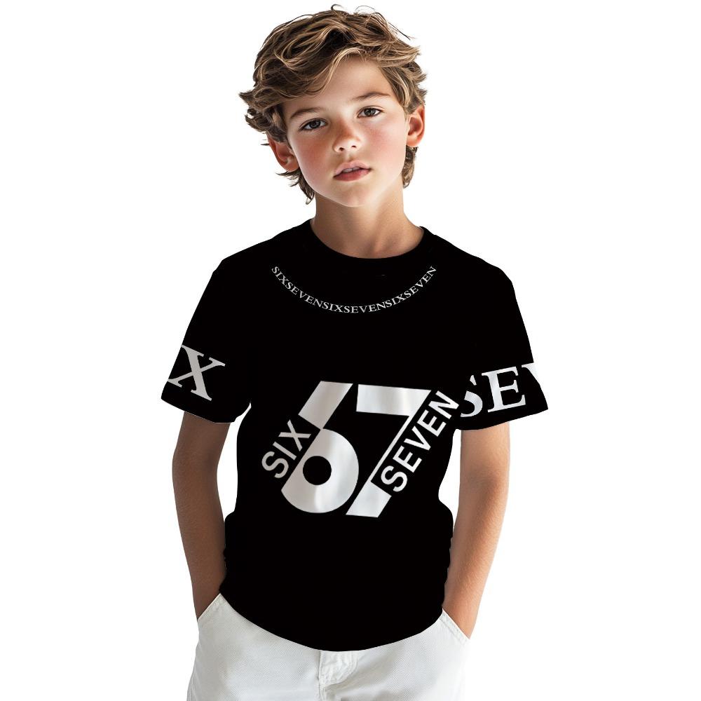 Letter printed boys  T-shirt, comfortable and versatile top, summer versatile, fashionable and casual T-shirt 100