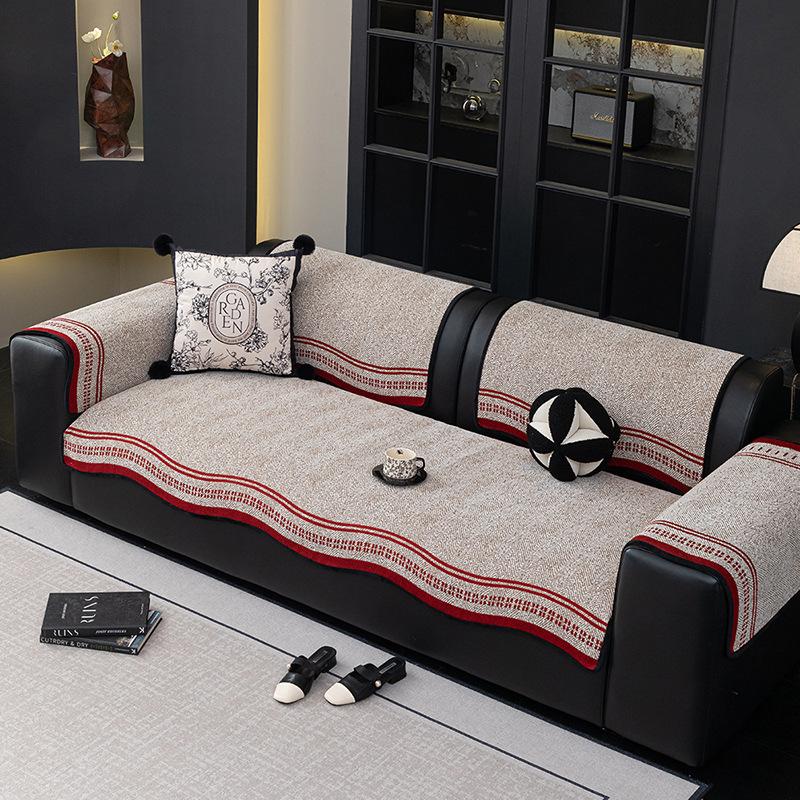 New High-end Light Luxury Chenille Special-shaped Sofa Cover,four-season Universal Fixed Non-slip Sofa Cushion Cover Back Towel