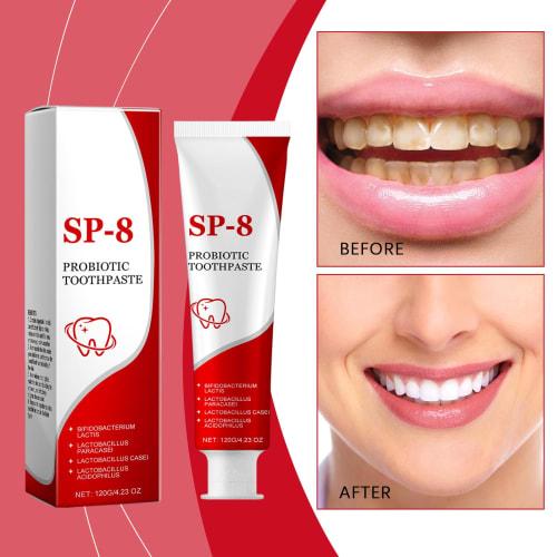 SP-8 Probiotic Whitening Toothpaste, Fresh Mint, Fluoride-Free Toothpaste for Adults, Gum Care & Enamel Protection, Deep Cleaning & Long-Lasting Fresh