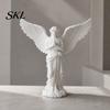 Retro Angel Ornament 3D Printed Praying Figurine, Guardian Angle Statue, Shelf Figurine Artistic Winged Women Decoration for Home Office, Housewarming
