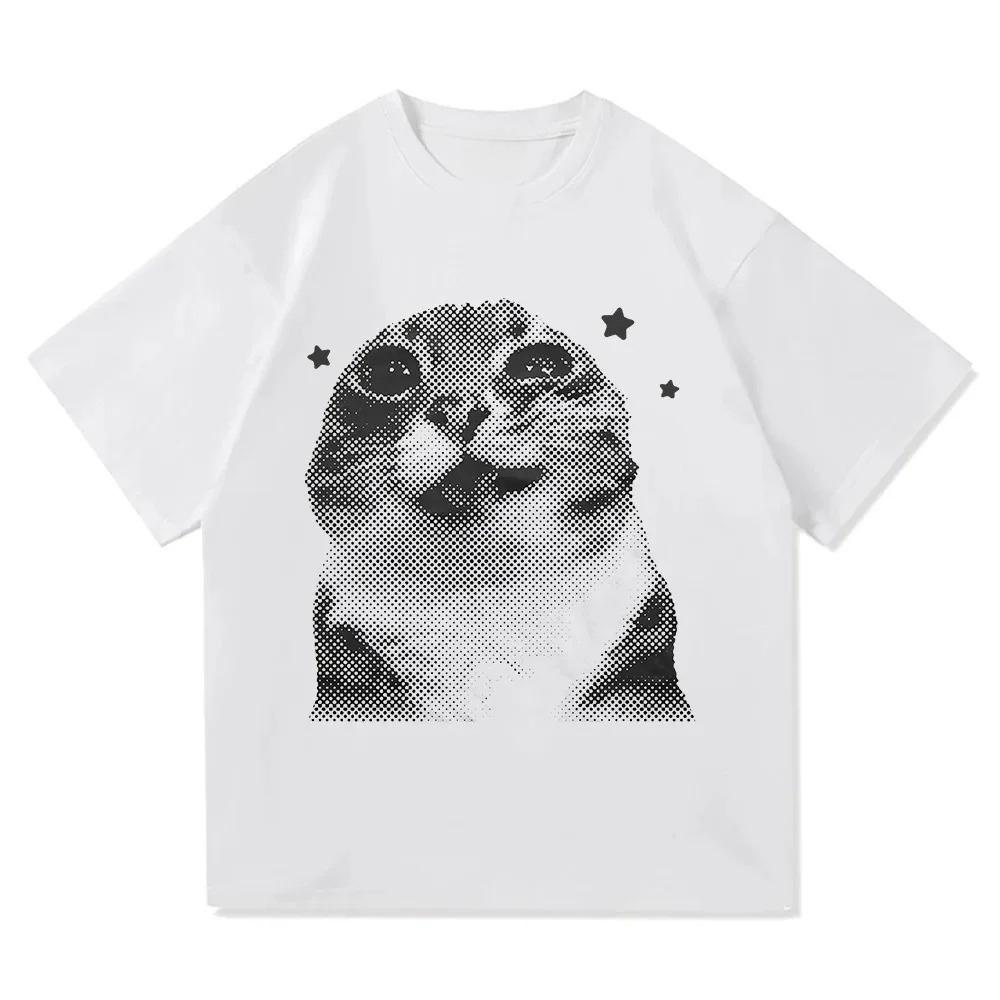 Y2k Funny Cat Meme T Shirt I Do Not Think Therefore I Do Not Am Men Women Clothing Harajuku High Quality Tops Tshirts