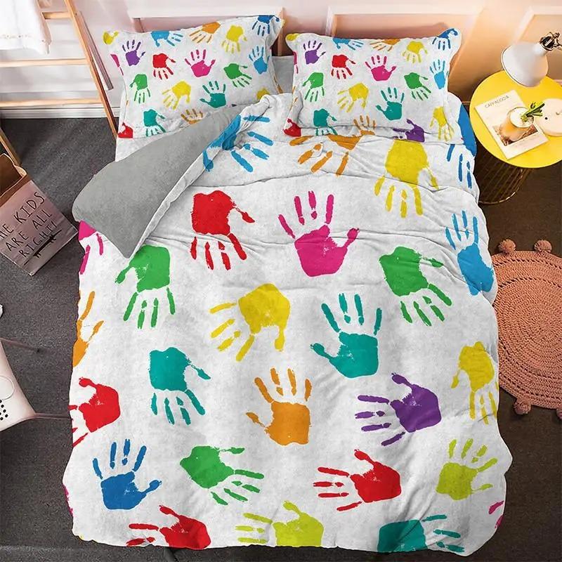 Cartoon Duvet Cover Set King Size Microfiber Cute Color Avatar Print Bedding Set For Kids Teens Soft Kawaii Style Quilt Cover